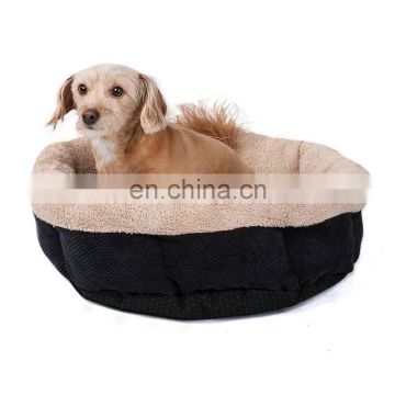 High Quality Round Pet Bed Soft Plush Fabric Dog Bed Washable Warming Bed for Pets