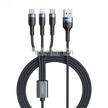 Remax RC-070th 1.2M 3 in 1 braided data cable for mobile data transfer cable