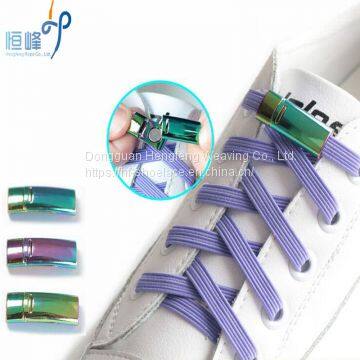 Cheap New Fashion Colorful metal Lazy Elastic Flat No Tie Magnetic Shoelaces