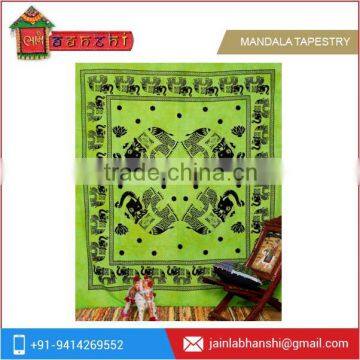 New Arrival - Green Indian Elephant Tapestry Mandala Wall Hanging Throw Coverlet