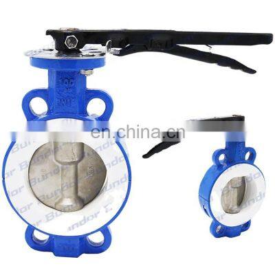 Bundor 6 Inch Butterfly Valve Class150 WCB Wafer Butterfly Valve With PTFE Seat