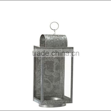 Galvanized Lantern With Antique Finish