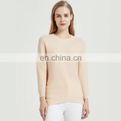 Women Honeycomb Knit Crew Neck Cashmere Wool Plus Size Sweater photo-2