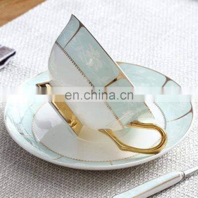 Wholesale Europe style Bone china coffee tea ceramic cup and saucer set