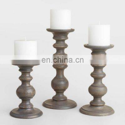 wooden antique candle holder