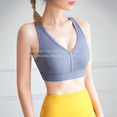 Summer women's yoga bra  Women's medium Support Cross Back Wirefree Removable Cups Yoga Sport Bra