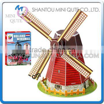 Mini Qute cartoon Windmill building block world architecture 3d paper diy model cardboard puzzle educational toy NO.B668-4