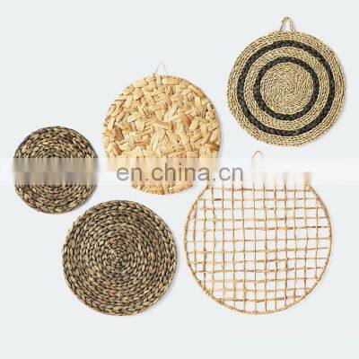 Decorative Set 100% Natural Water Hyacinth Material Wall Art Design Woven Straw Cozy Decor Home Wholesale Made in Vietnam photo-3