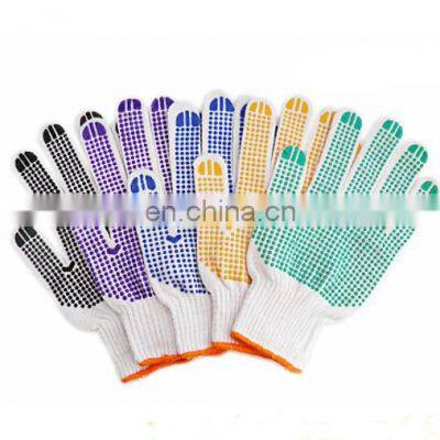 PVC Dotted Cotton Knitted gloves safety glove anti slip working PVC dotted canvas cotton hand gloves