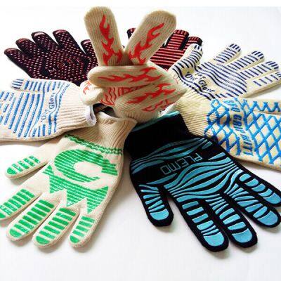 Heat Resistant Kevlar and Cotton Lined Best Grilling Cooking BBQ Oven Gloves For Heat