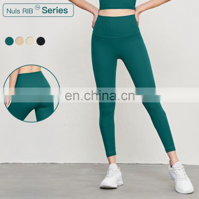 Ribbed Yoga Breathable Leggings With Back Pocket Wholesale High Waist Yiwu Sports Pants