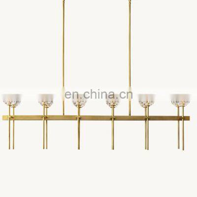 Modern Simple Luxury Gold Brass LED Chandelier Creative Rectangular Home Office & Dining/Living Room Lighting