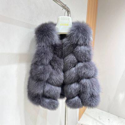 Autumn and winter new full skin fox fur grass vest bread style vest medium long fur coat for women