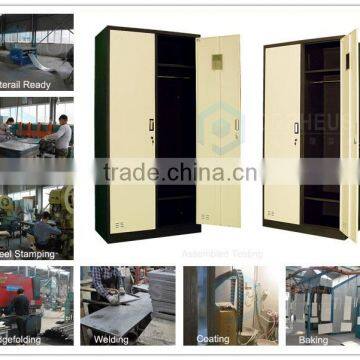 Best Selling Knocked Down Strcture No Folded Double White Door Wardrobe Closet photo-5