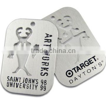 Custom engraved metal hang tags