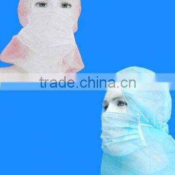 Adult food industry Disposable Non-woven PP Hood with face mask head cover head protective hood