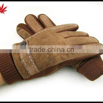 Two tone brown women 's sheepsuede gloves