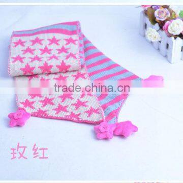 Wholesale Star and Striped Pom Pom Ball Tassel Winter Warm Keeping Acrylic Fashion Boys Girls Baby Knitted Scarf photo-5