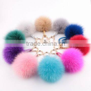 Multi Colors Women Girls Keychain Bag Phone Carkey Ornaments Fox Fur Pom Pom Keyring                        
                                                Quality Choice