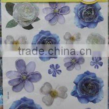 flower layer sticker/customized pvc lay wall sticker