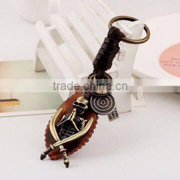 Hot Sale Leather KeyChain High Quality Fashion Skull Pendant Key Chain Rings Vintage Keyring Accessories photo-3