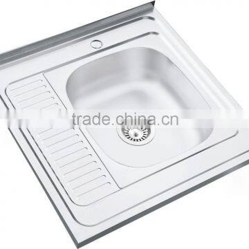 600x600mm XAL6060 single bowl lay on kitchen sink stainless steel sink