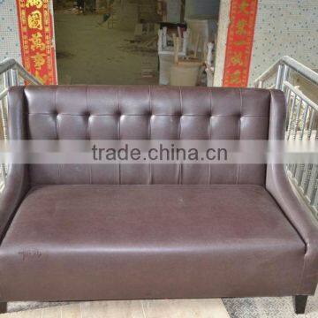 Brown leather hotel restaurant sofa XYN219