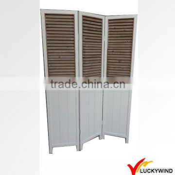 Shutter Panels Folding Screen Wood Antique White