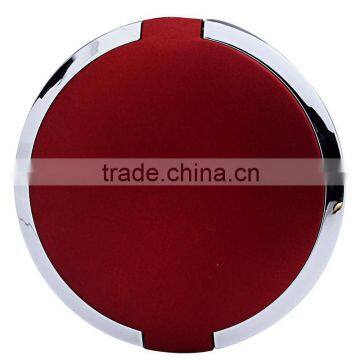 Fashion red double side makeup mirror with silver binding