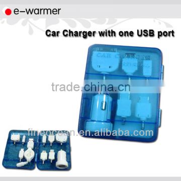 Hot Sale Mini Portable 8 in 1 USB Car Charger Pack 1A with one USB port