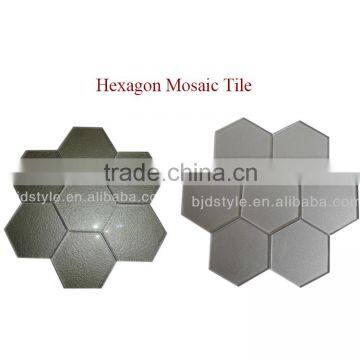 Glass Stone Hotel Bathroom Floor Tile Colored Hexagon Mosaic