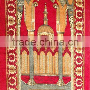 jacquard yarn dyed polyester and cotton muslim prayer mat P-003