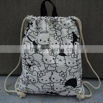 Factory Direct! 2016 New Customized Cotton Drawstring Bag Cute Backpack photo-4