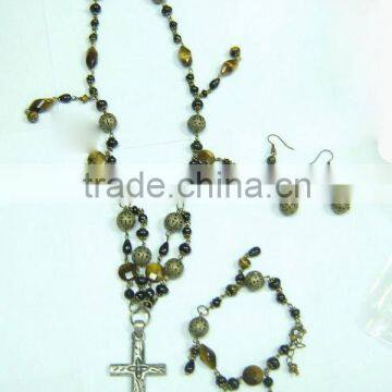 Special design necklace tiger eye necklace with earring and bracelet jewelry