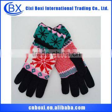 2014 Multicolor snow China wholesale long sleeve knit winter gloves