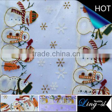 Polyester Organza Printed Fabric Snow man Design 237