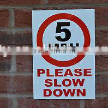 Warning Slow Down Plastic Sign A4 (M-CS071)                        
                                                Quality Choice