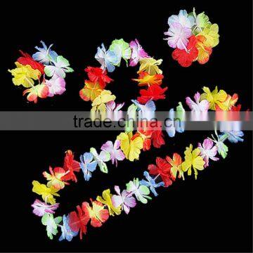 Hawaiian Leis Set Flower Garland Necklace + Headband + Bracelet Wristband Hula Party Lady Men Dance Fancy Dress Garland photo-6