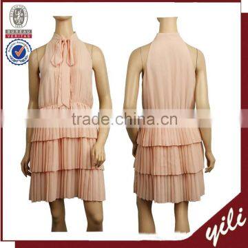 2016 Summer Plain Dyed Sweet Pink Color Sleeveless Lolita Dress Chiffon Dress MD151032857