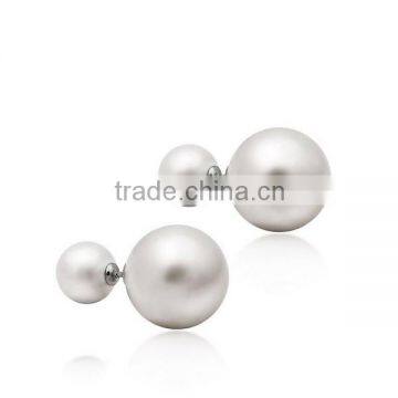 925 Sterling Silver Excellent Quality Double Ball Pearl Earrings