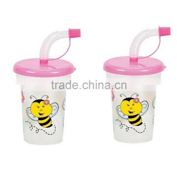 6 oz. 170ml Fashion Wholesale Cheap Custom Hard Plastic Molded Bee Mini Sipper Cups with Lids and Straws for Promotion