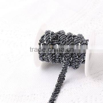 2016 new fancy beaded lace trim /hand beaded embroidery lace/ rhinestone lace chain