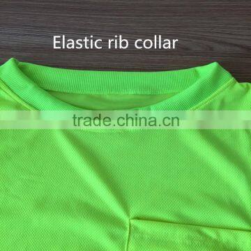 Yellow Reflective Bird Eye Fabric High Visibility Long Sleeve Polo Shirts photo-2