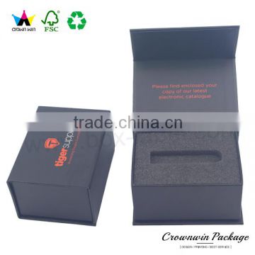 Black matte small cardboard custom USB gift packaging