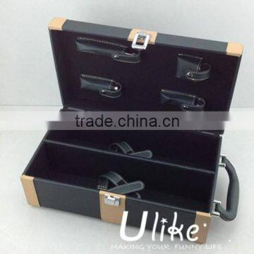 Leather beverage packing box luxury gift box packaging Luxury Black Leather Wine Case Package