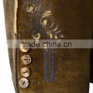 Herren Trachten Lederhose Bundhose Kurz Mit Tragern Aus Rindveloursleder in Hellbraun photo-5