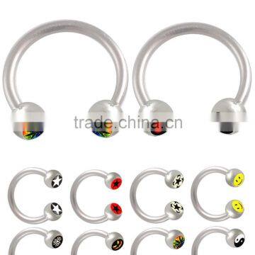 Logo Horseshoe Ring Circular Eyebrow Tragus Barbell