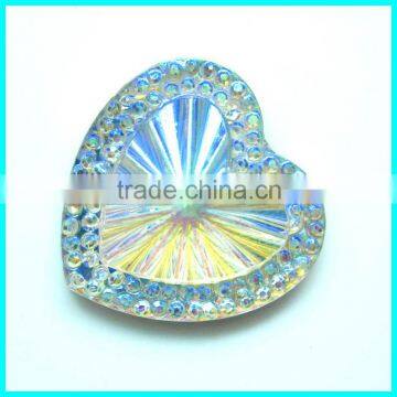 Crystal color Resin Rhinestone ,16-25mm Heart Sew On Rhinestone Beads ,Garment Accessories