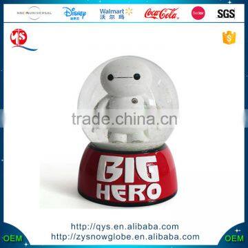 High Quality Big Hero Snow Globe Cartoon Minion Snow Globe With Resin Cartoon Snow Globe