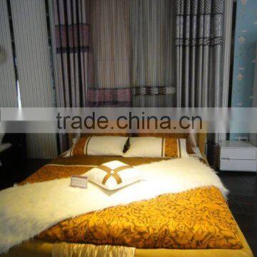 Yellow- and -White flannelette fabric home bed sheet